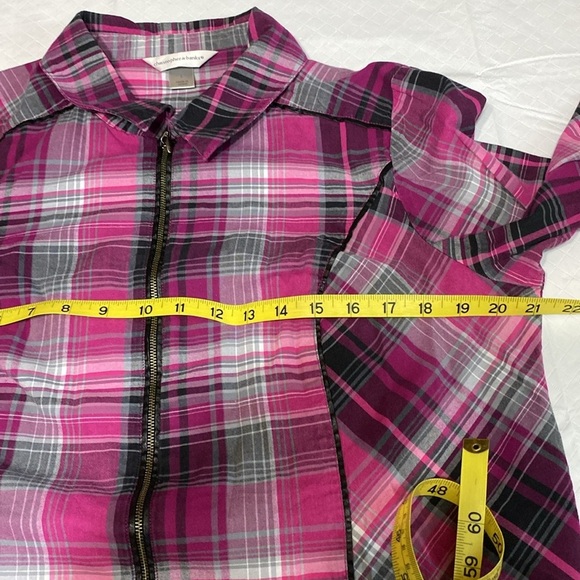 Christopher and Banks lightweight zipper jacket plaid size large - Picture 6 of 13